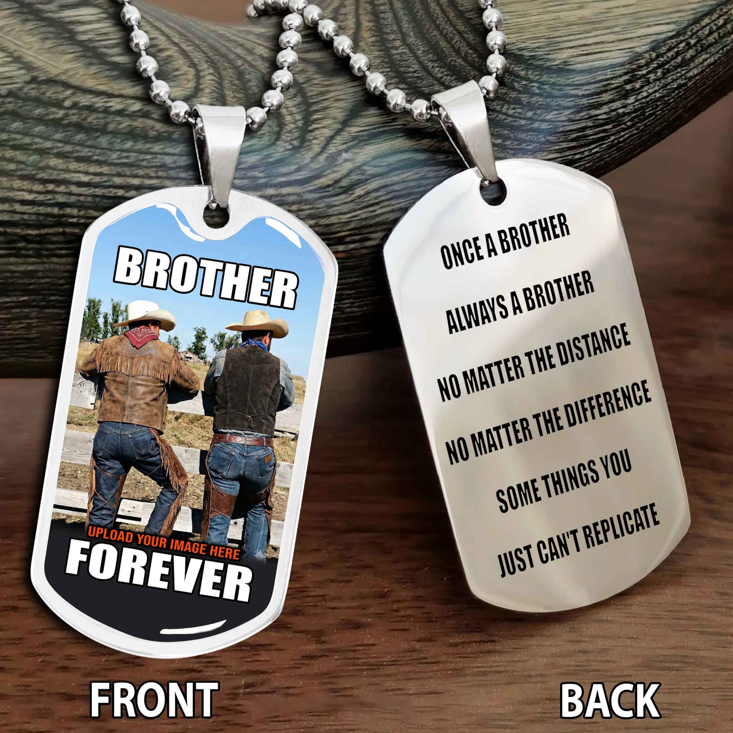 Personalized Double Side Graphic Dog Tag Gift For Your Brother - Brother Forever