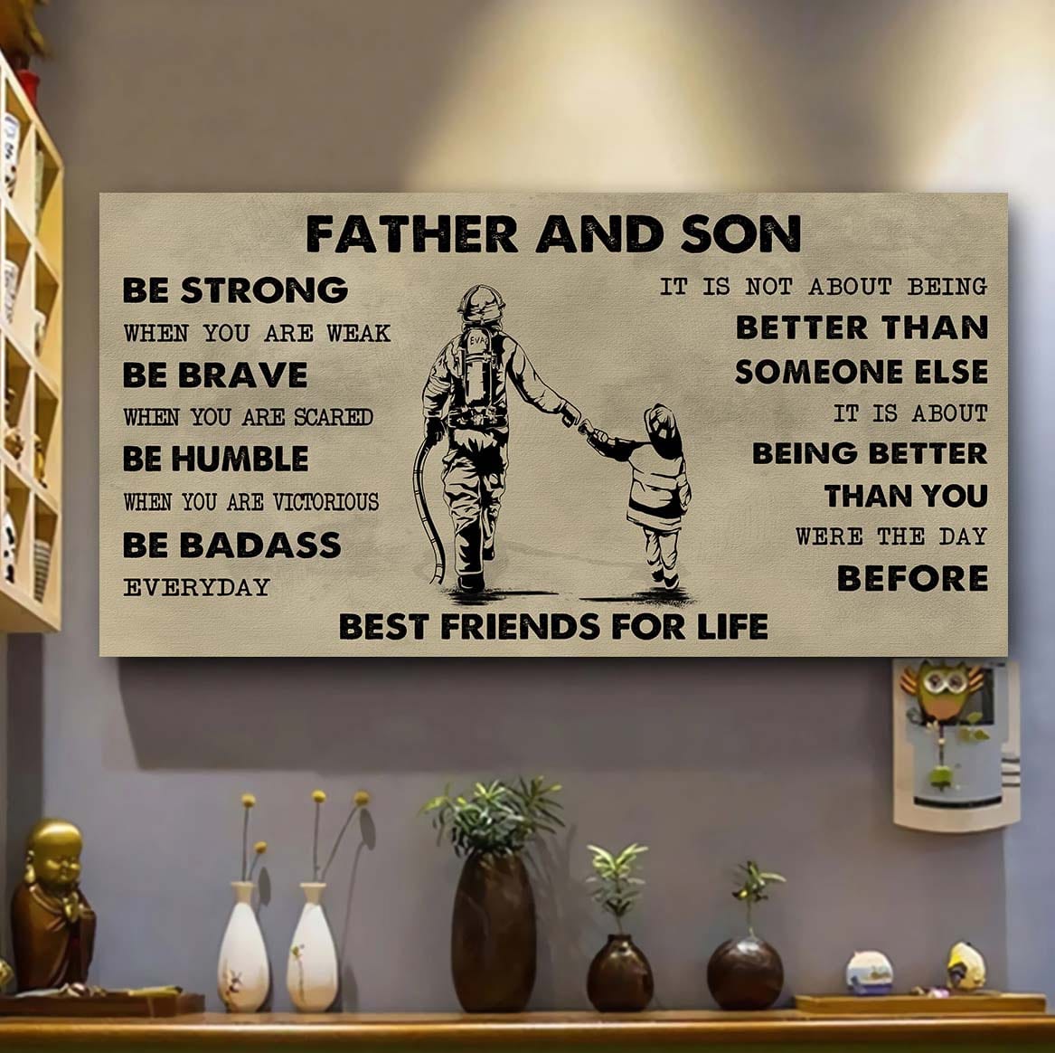 Ver 2 Family Father And Son Best Friends For Life - Be Strong When You Are Weak Poster Canvas Gift For Son From Father