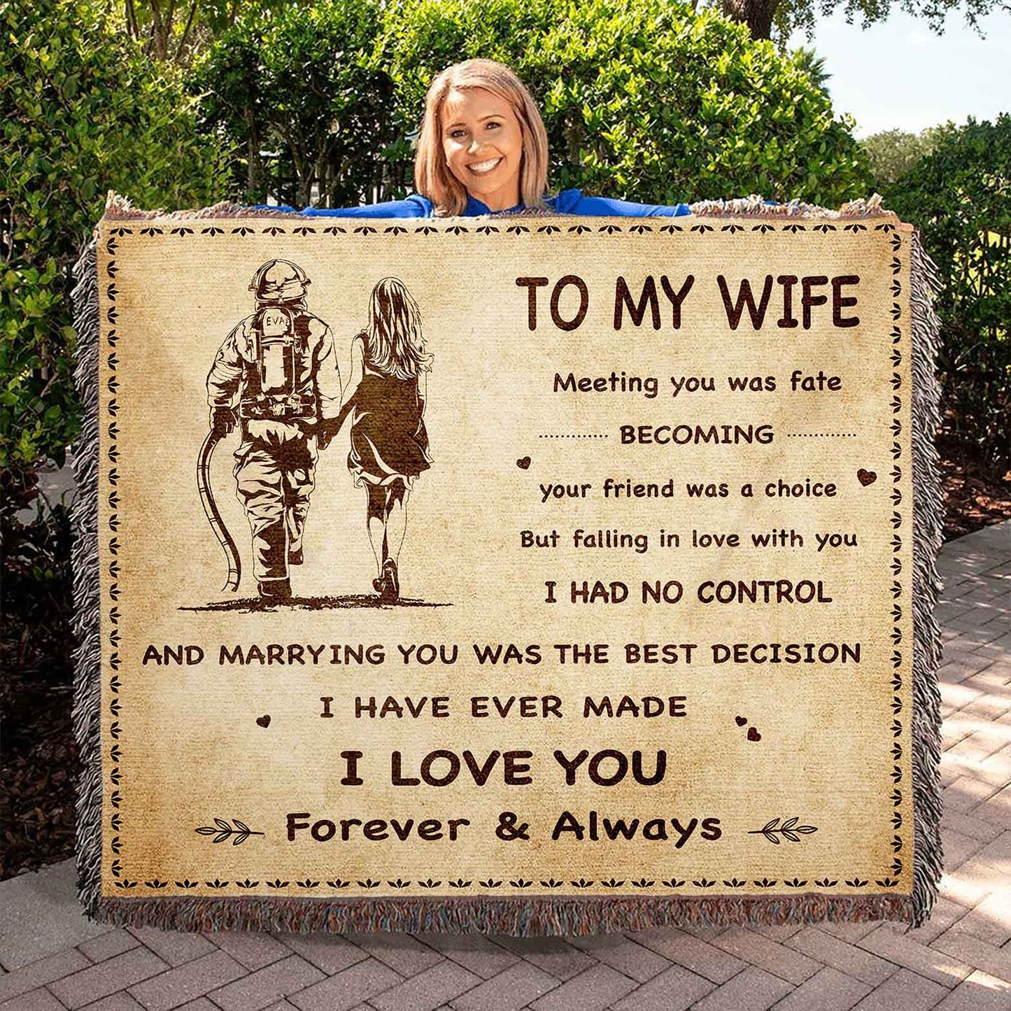To My Wife Woven Blanket Meeting You Was Fate I Love You Forever And Always Gift For Your Wife