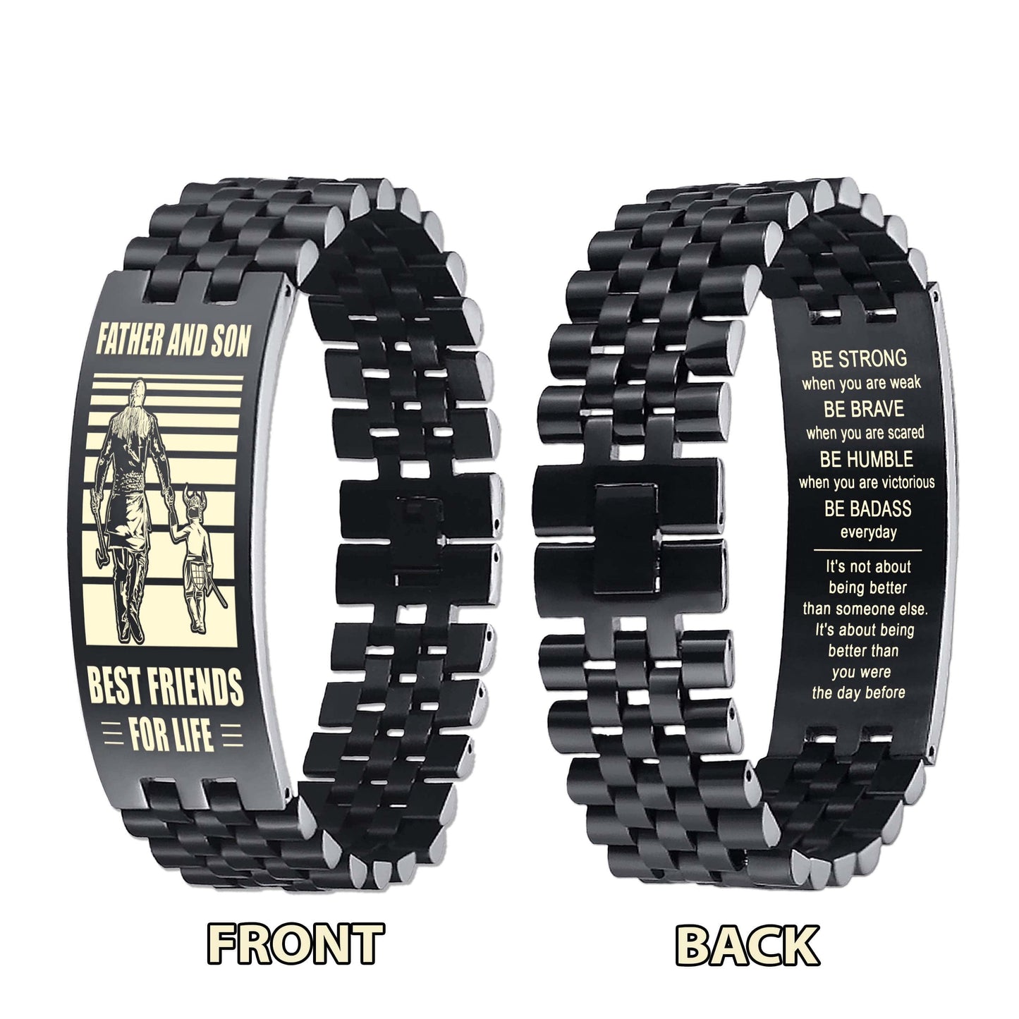 Samurai ANT Personalized Double Sided Bracelet Father And Son Best Friends For Life - Message on the back side