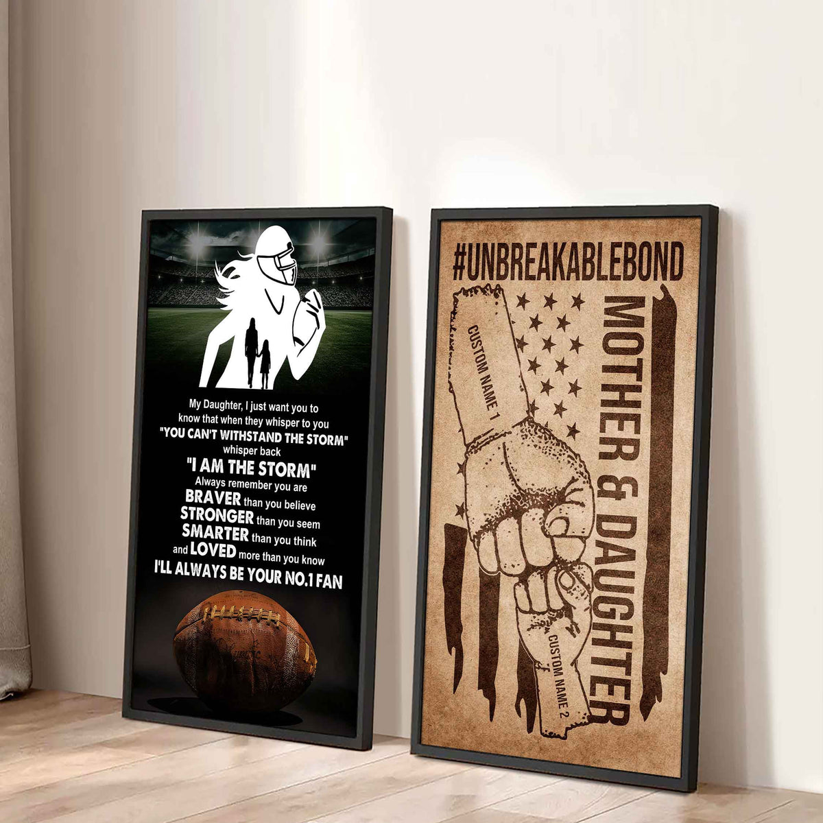 Mother And Daughter UnBreakable Bond - 2 Piece Canvas Wall Art - Whisper Back I'm The Storm