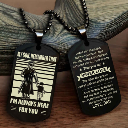 Viking Personalized Double Sided Dog Tag My Son Remember That I Will Always Here You Will Never Lose You Either Win Or Learn