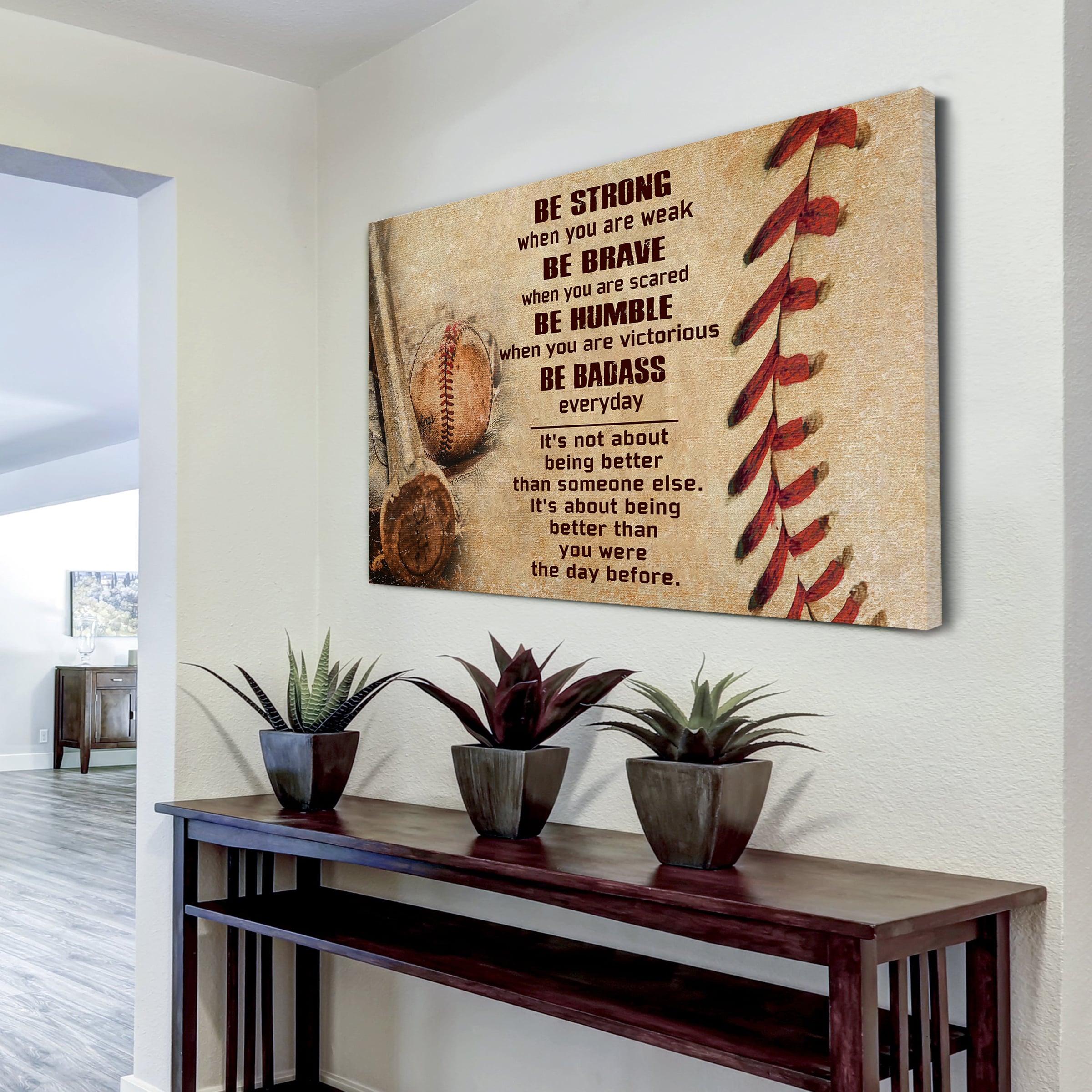 Customizable baseball poster canvas - It is not about better than someone else, It is about being better than you were the day before