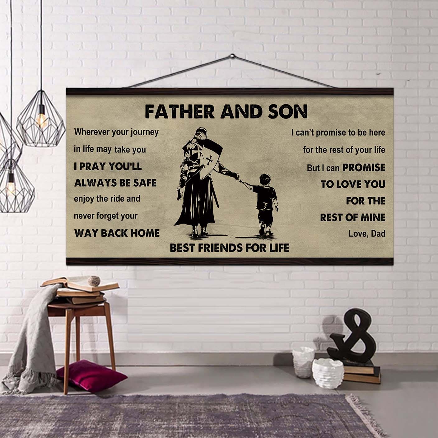 FAMILY-PHOTO UPLOAD Father And Son Best Friends For Life - Ver 2 Never Forget Your Way Back Home Poster Canvas Gift For Son From Father