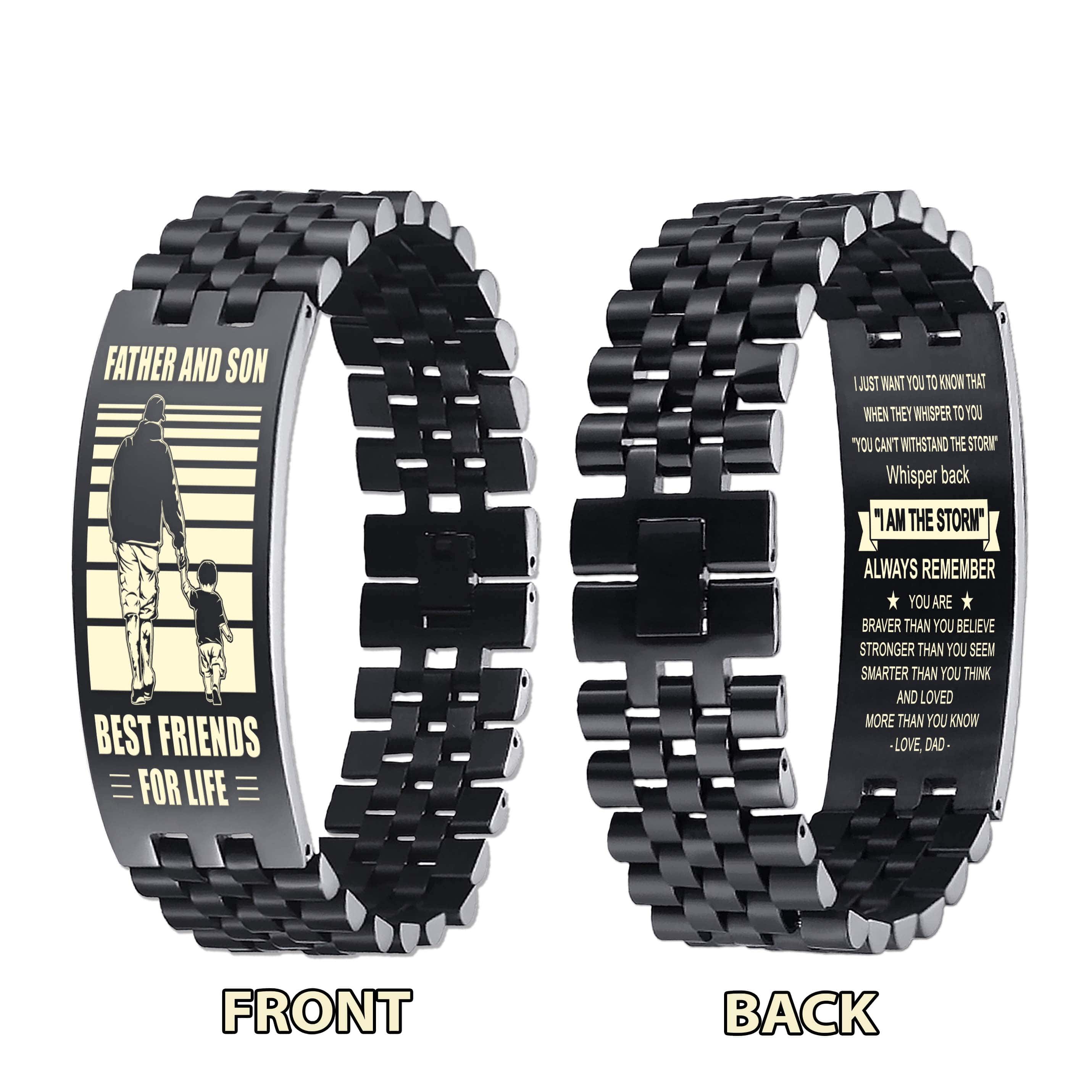 NVL Spartan Personalized Double Sided Bracelet Father And Son Best Friends For Life - Message on the back side