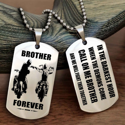 Viking Engraved Double Sided Dog Tag Call On Me Brother NAG Brothers Forever We Will Fight Them Together