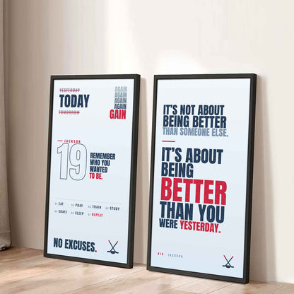 Sport Poster Again Again Again It's About Being Better Than You Were Yesterday - 2 Piece Canvas Wall Art