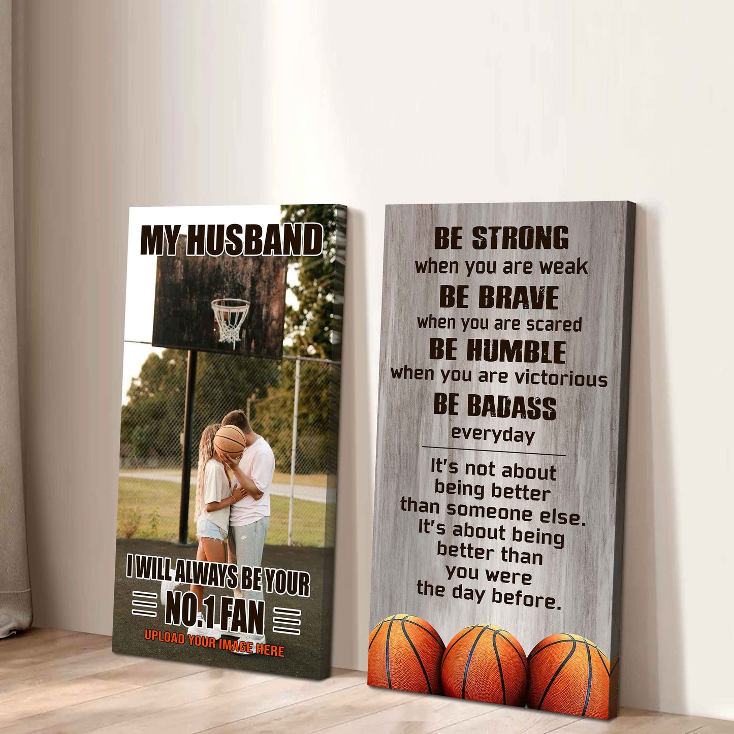 To My Husband Canvas I Am Your No 1 Fan - 2 Piece Canvas Wall Art - Be Strong When You Are Weak Be Badass Everyday