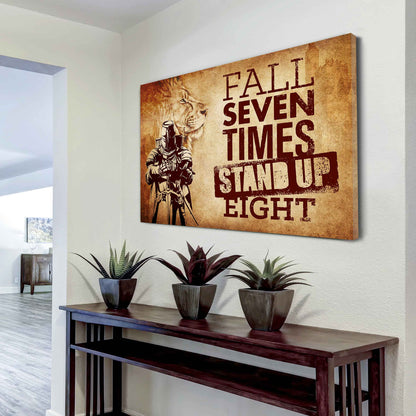 Viking Poster Canvas Fall Down Seven Times Stand Up Eight