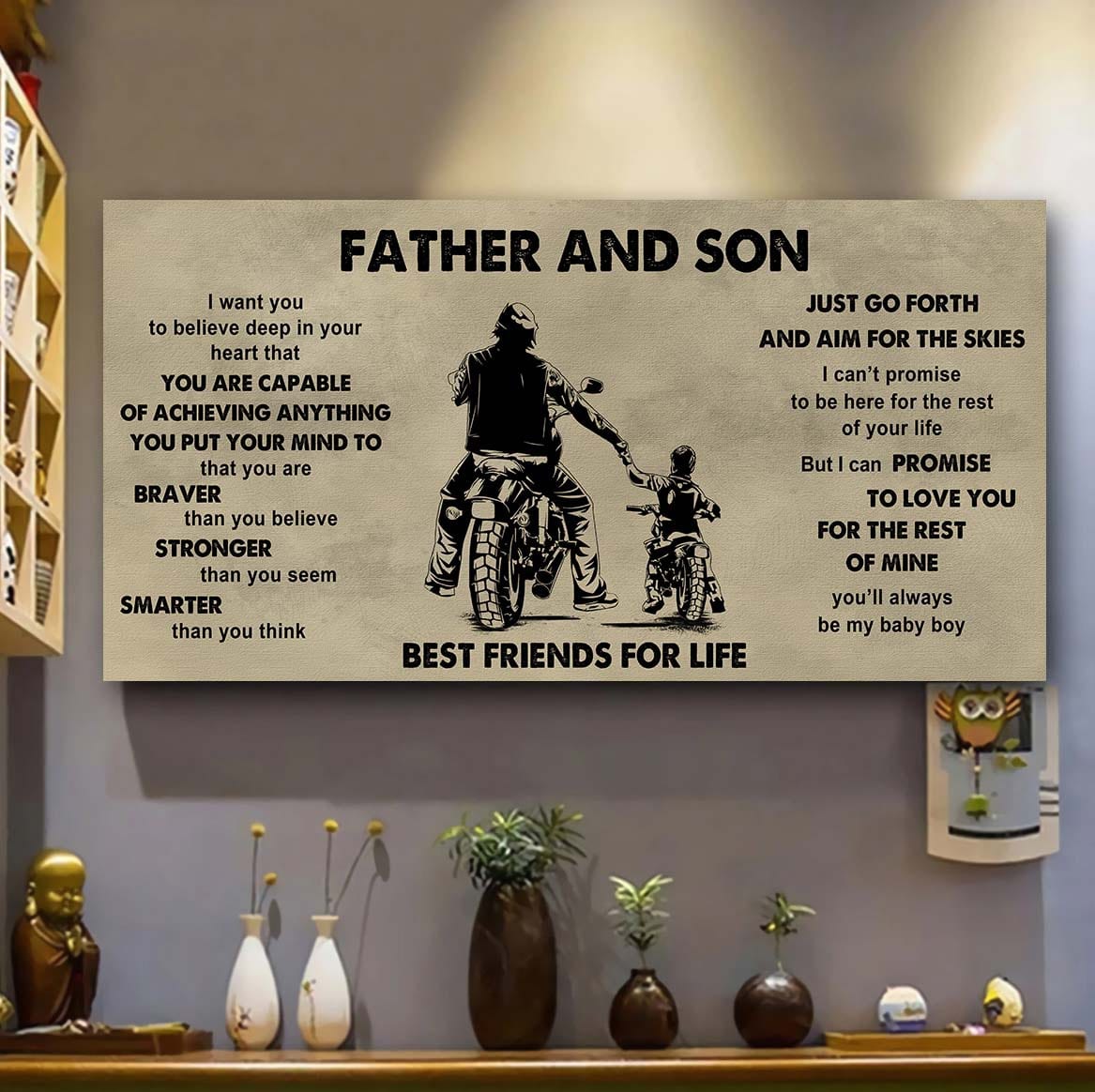 Family photo upload Father And Son Best Friends For Life  - That You Are Braver Than You Believe Poster Canvas Gift For Son From Father