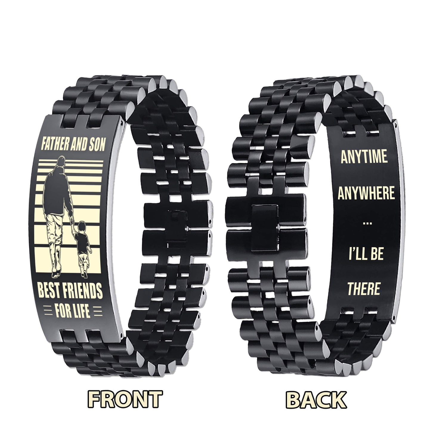 Samurai ANT Personalized Double Sided Bracelet Father And Son Best Friends For Life - Message on the back side