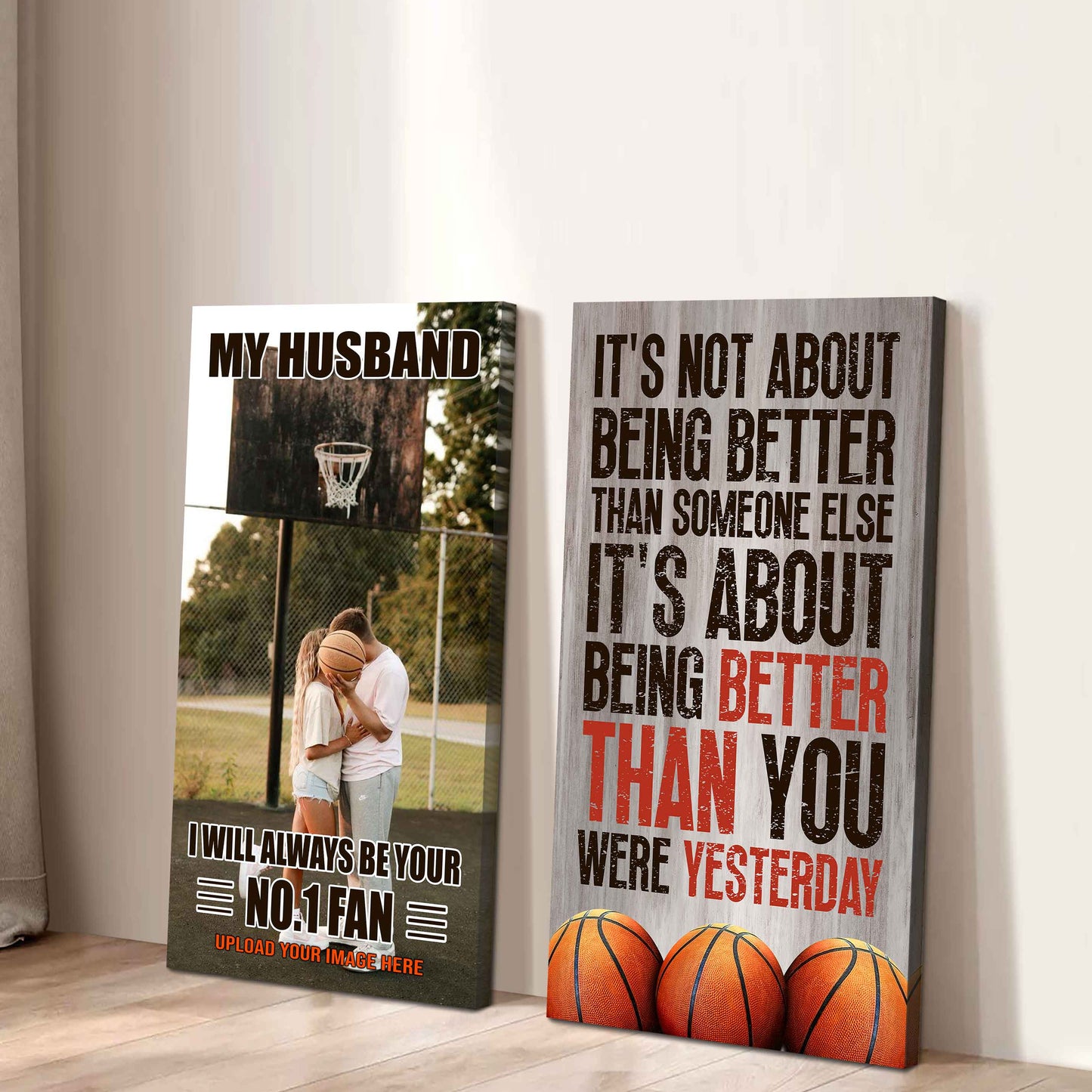 To My Husband Canvas I Am Your No 1 Fan - 2 Piece Canvas Wall Art - It's About Being Better Than You Were Yesterday