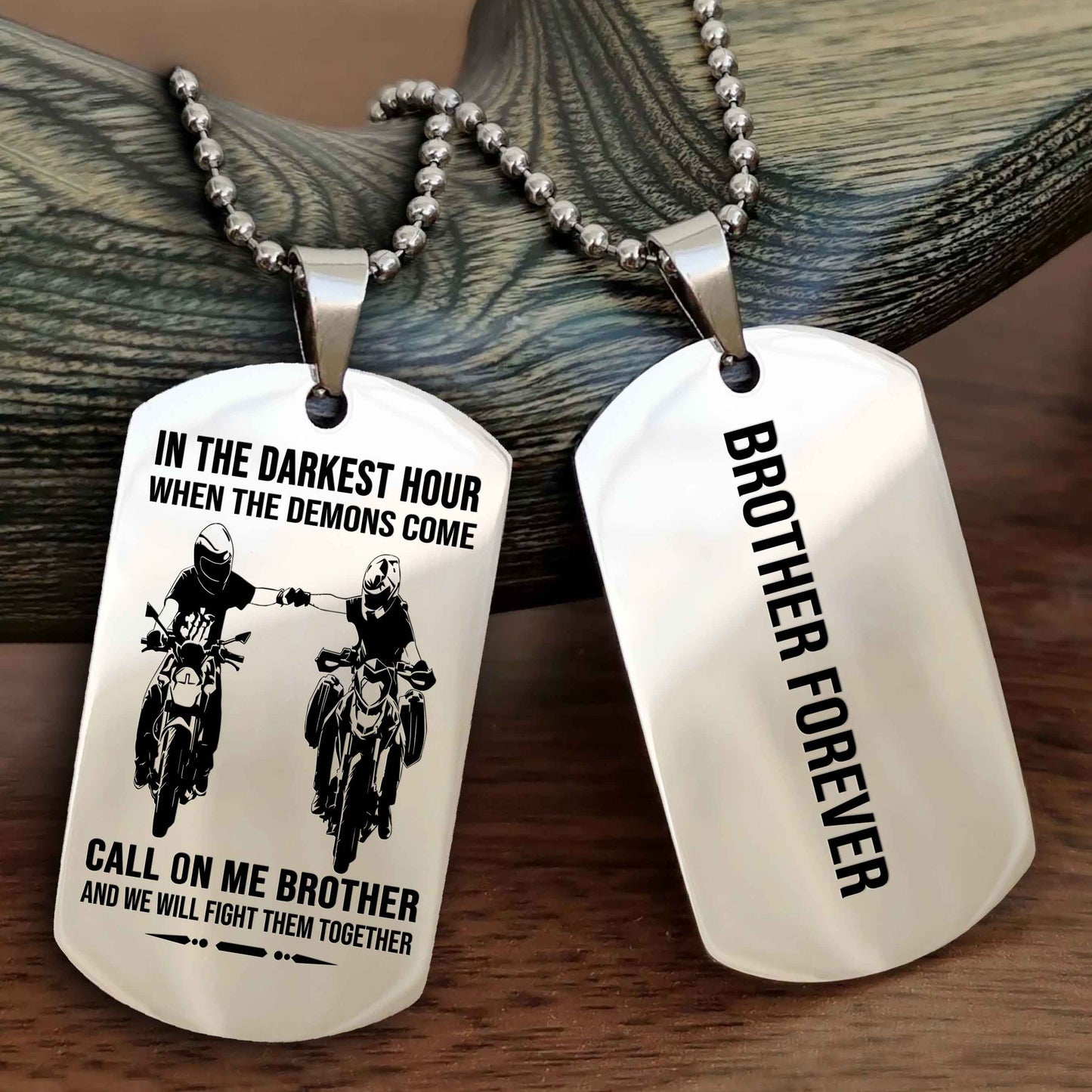 DRB Customizable engraved black dog tag double sided gift from brother, brother forevers NAG