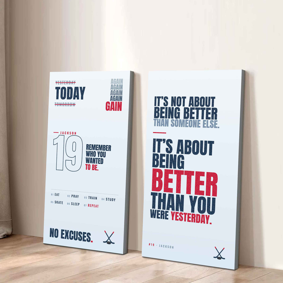 Sport Poster Again Again Again It's About Being Better Than You Were Yesterday - 2 Piece Canvas Wall Art