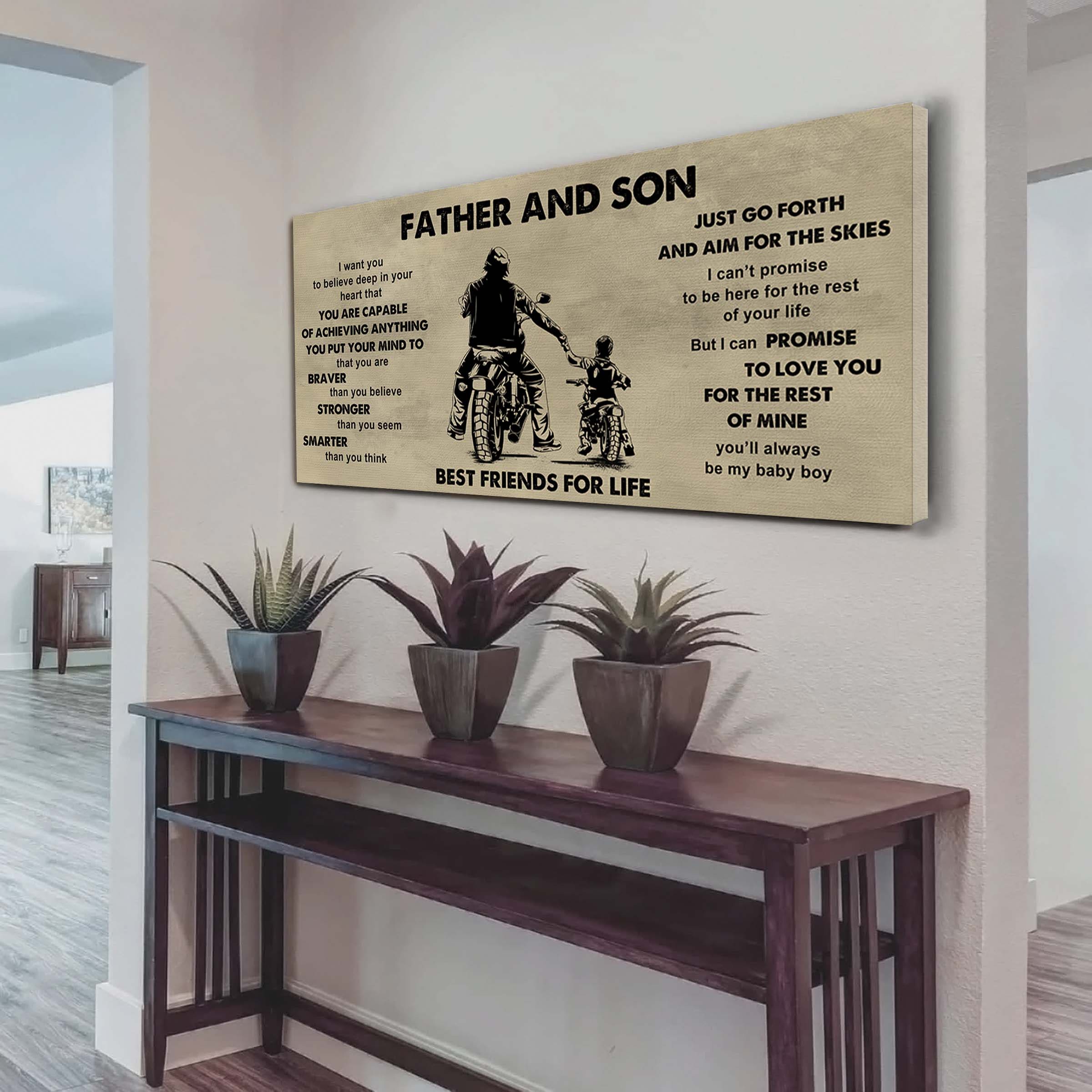 Family photo upload Father And Son Best Friends For Life  - That You Are Braver Than You Believe Poster Canvas Gift For Son From Father