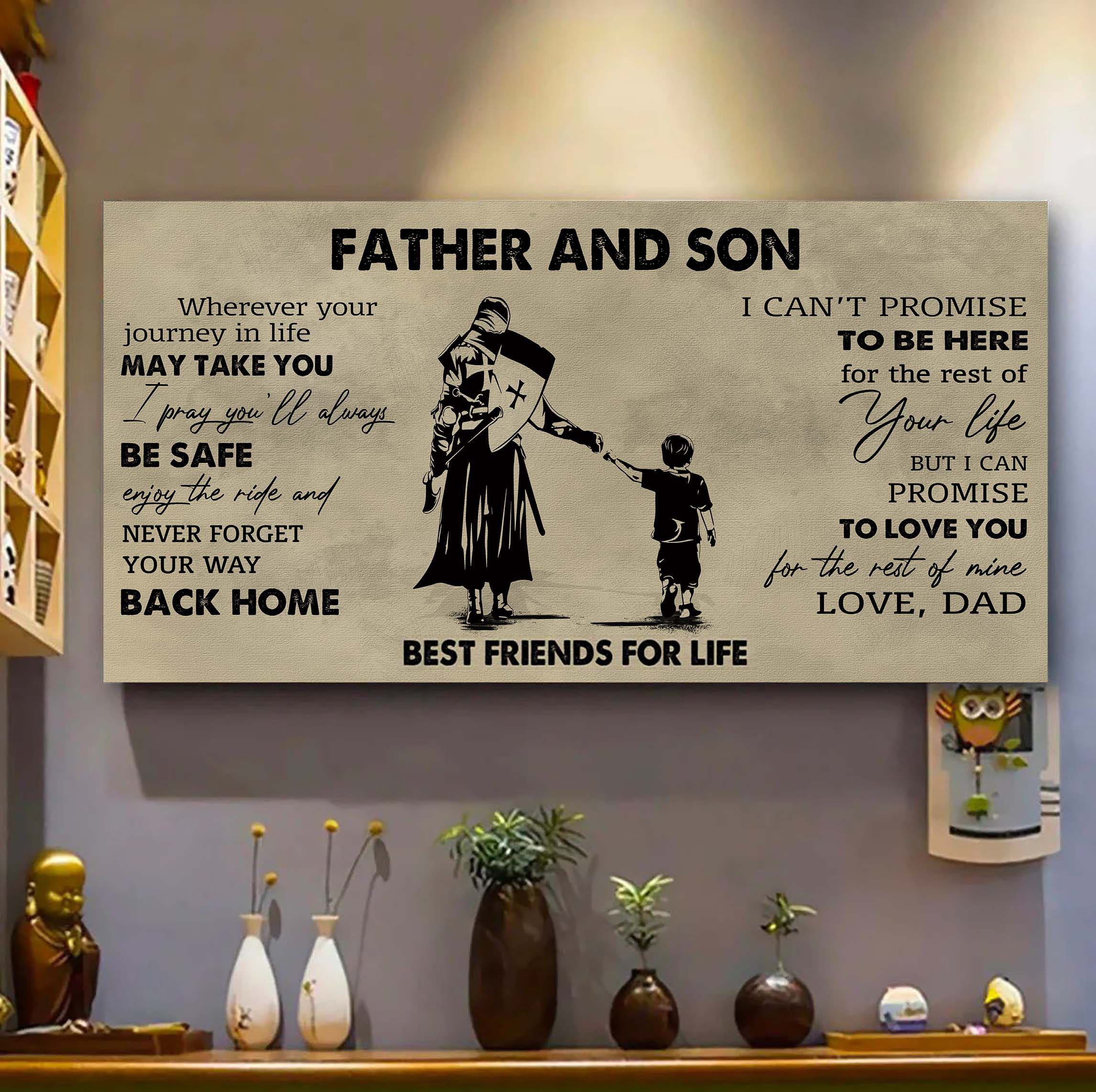 DRB Father And Son Best Friends For Life - Never Forget Your Way Back Home Poster Canvas Gift For Son From Father