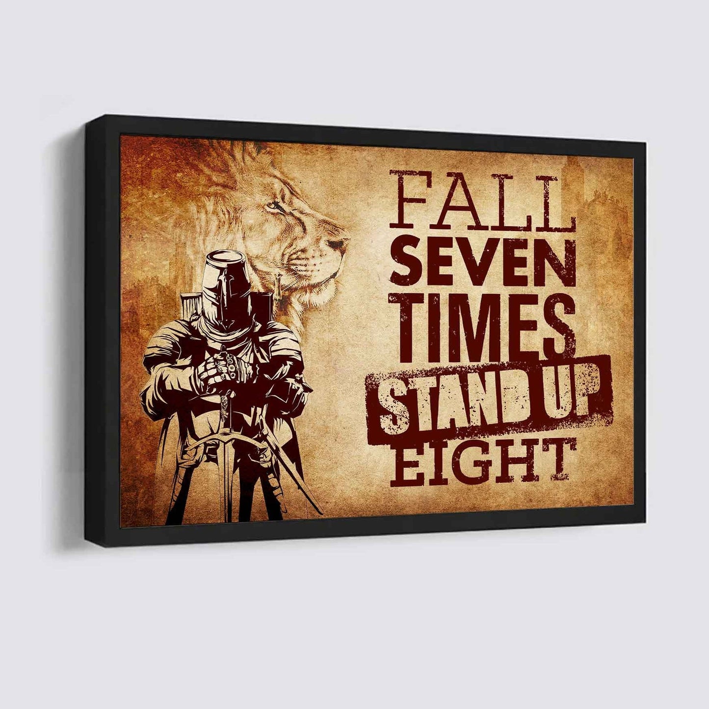 Viking Poster Canvas Fall Down Seven Times Stand Up Eight