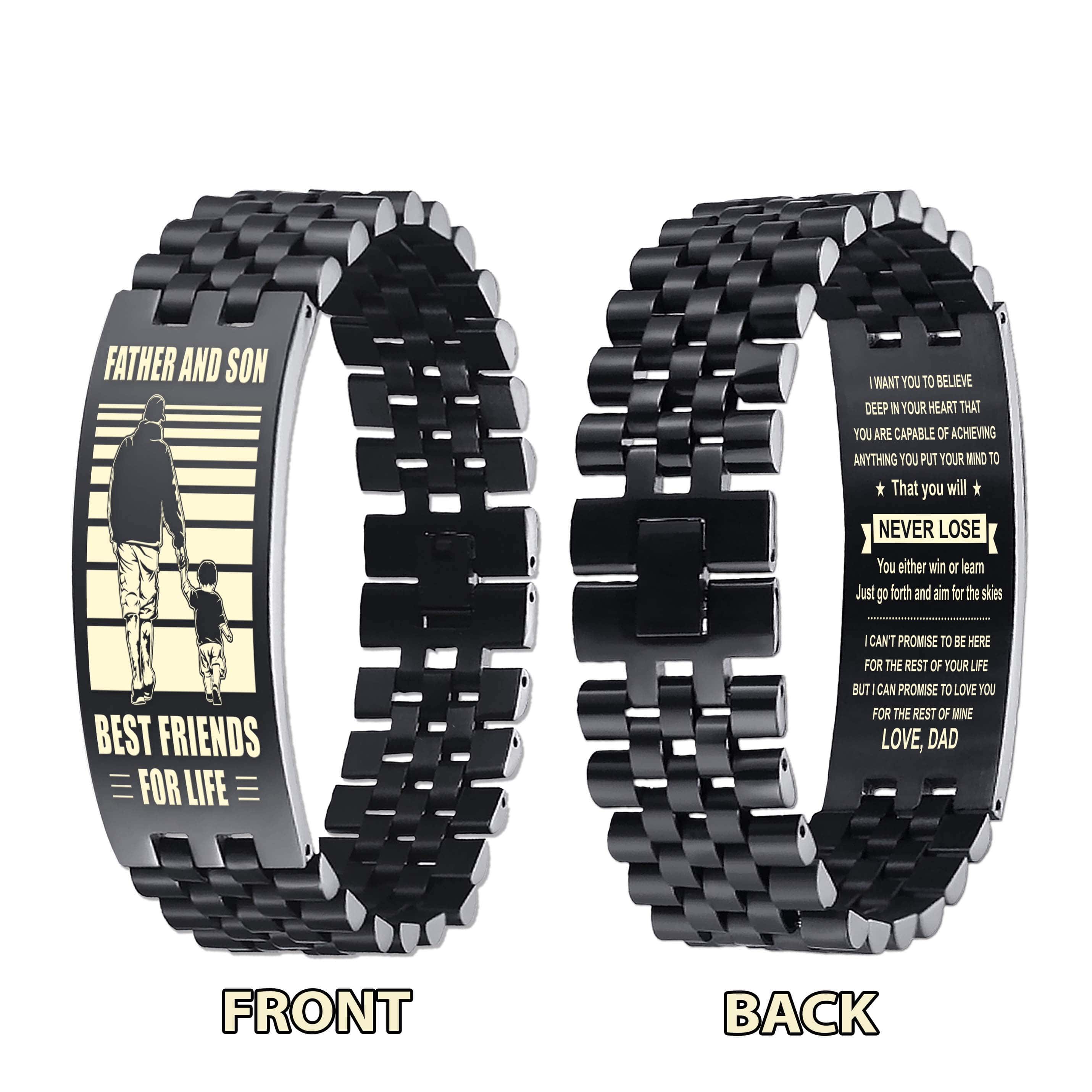 WBH Samurai Personalized Double Sided Bracelet Father And Son Best Friends For Life - Message on the back side