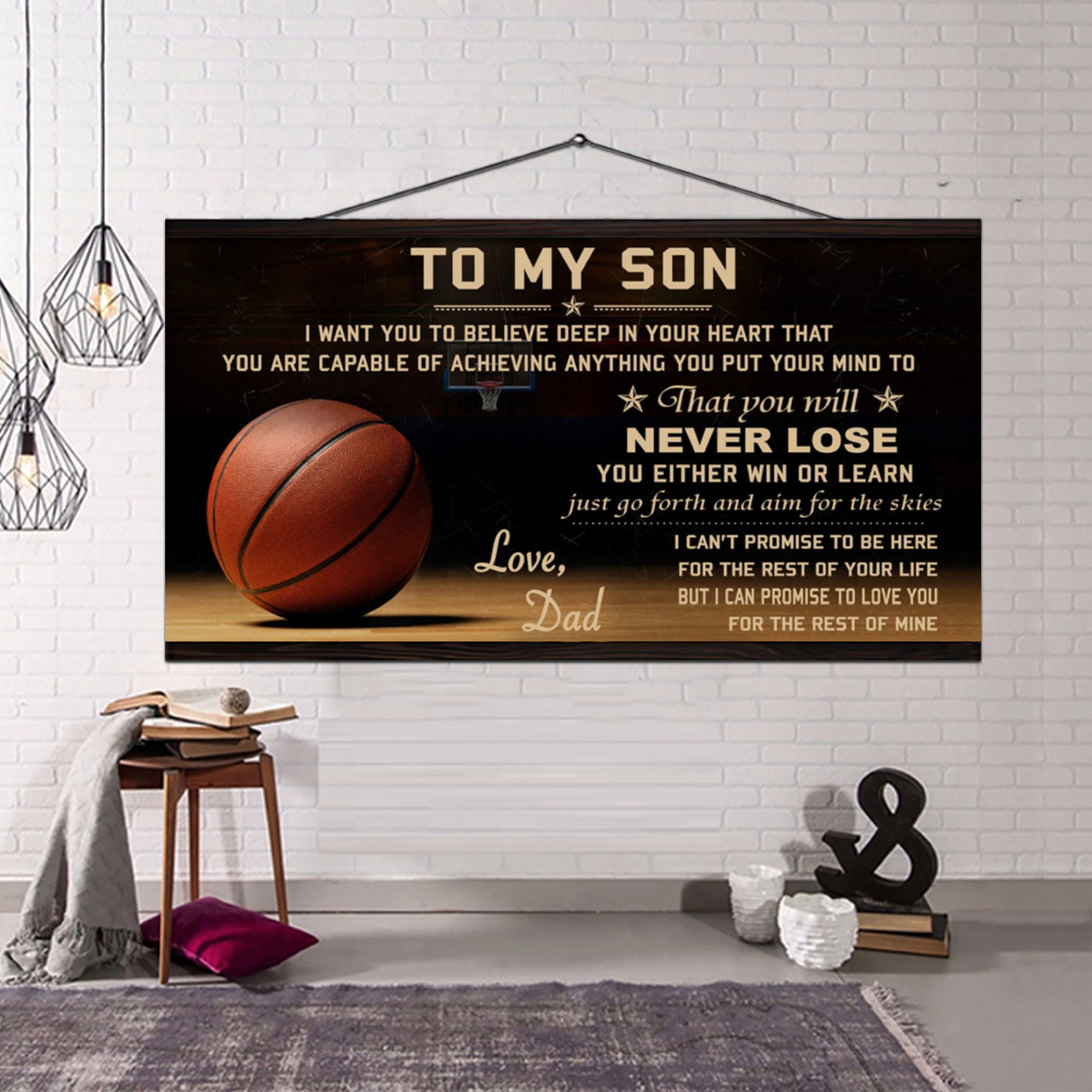 Customizable basketball poster – dad to son - never lose