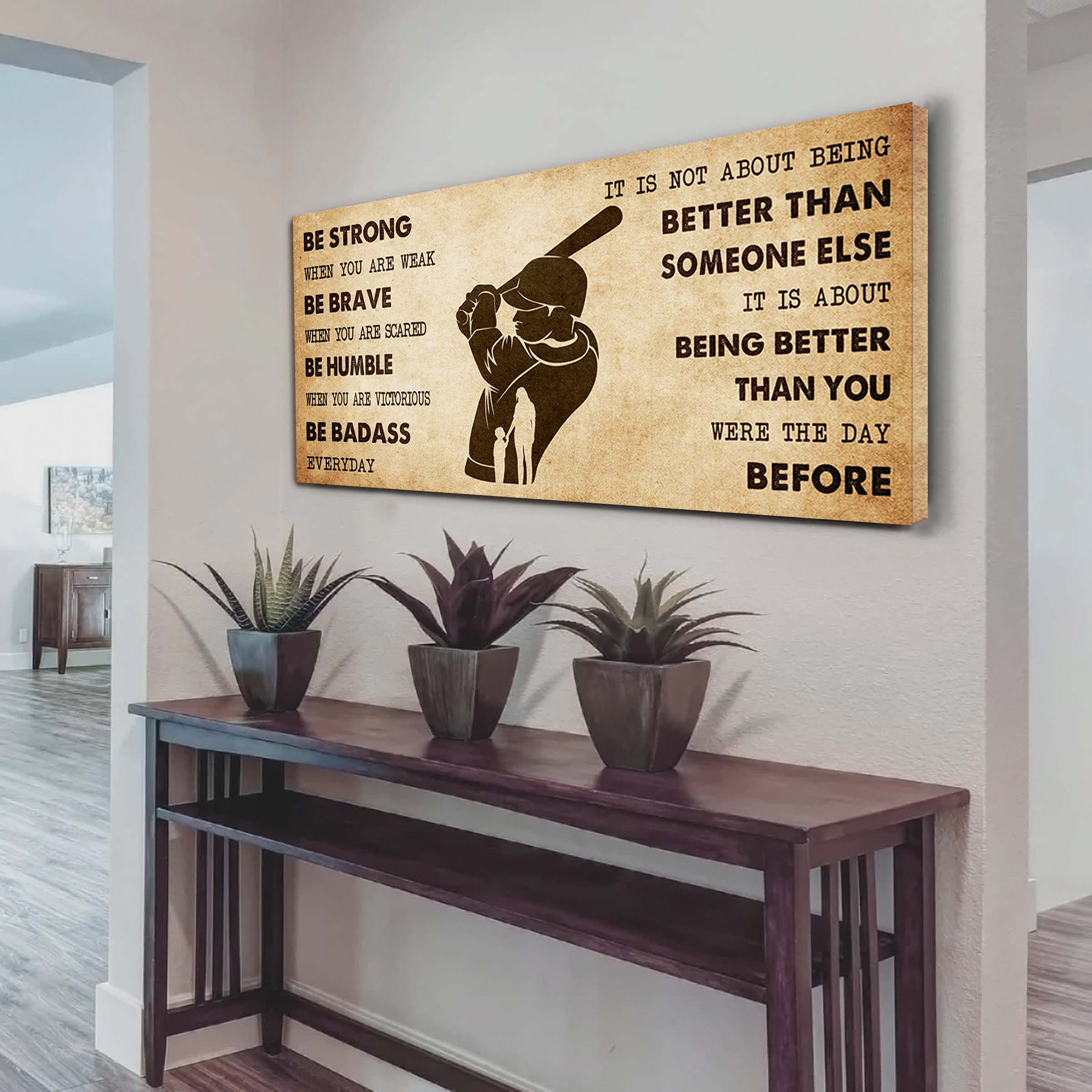 Basketball Poster Canvas From Mom To Son It Is Not About Being Better Than Someone Else - Be Strong When You Are Weak Be Badass Everyday