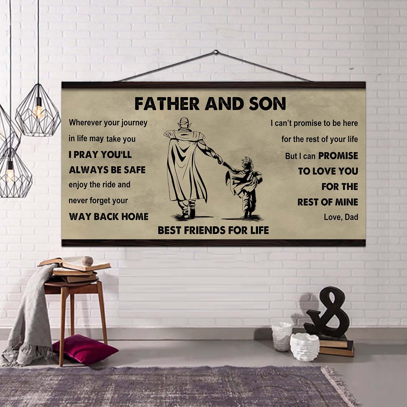 Biker Father And Son Best Friends For Life - Ver 2 Never Forget Your Way Back Home Poster Canvas Gift For Son From Father