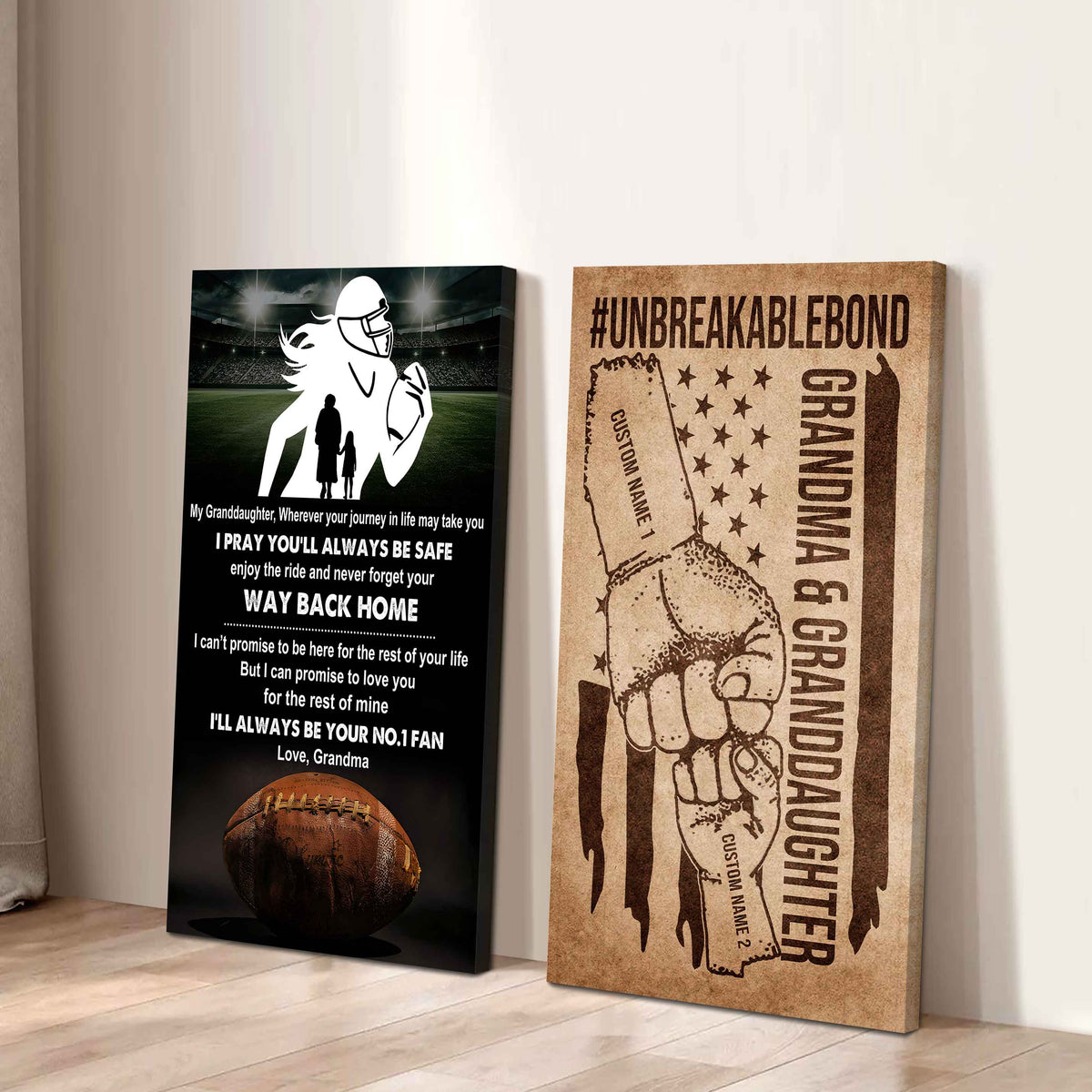 Grandma And Granddaughter UnBreakable Bond - 2 Piece Canvas Wall Art - Never Forget Your Way Back Home