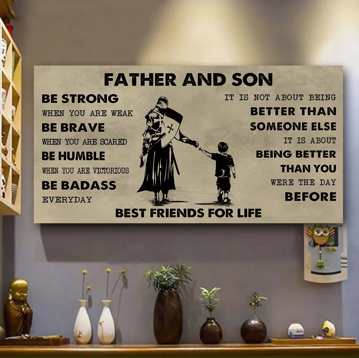 Vikings Father And Son Best Friends For Life - Be Strong When You Are Weak Poster Canvas Gift For Son From Father-Photo Upload