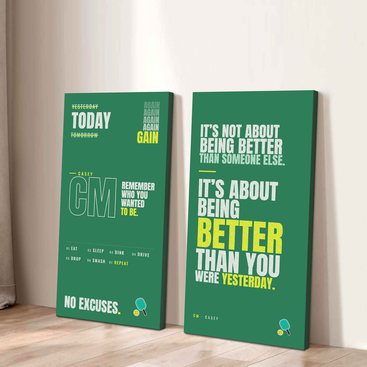 Sport Poster Again Again Again It's About Being Better Than You Were Yesterday - 2 Piece Canvas Wall Art
