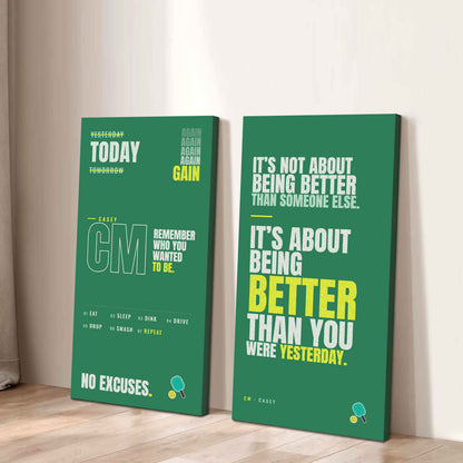 Sport Poster Again Again Again It's About Being Better Than You Were Yesterday - 2 Piece Canvas Wall Art