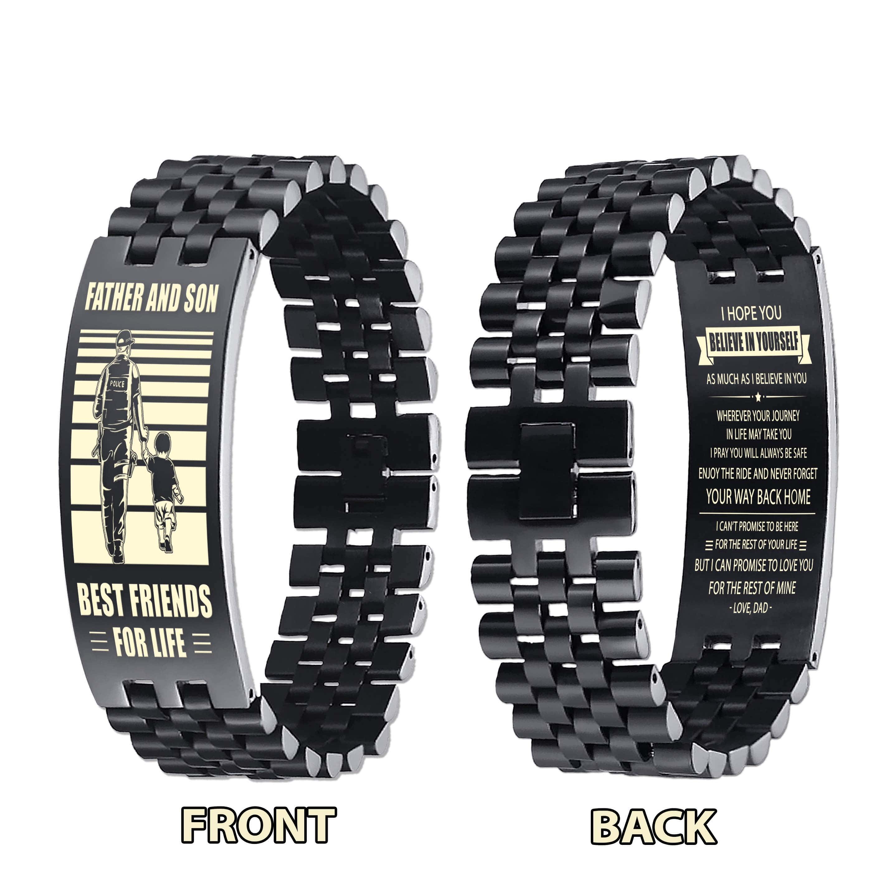 NVL Biker Personalized Double Sided Bracelet Father And Son Best Friends For Life - Message on the back side