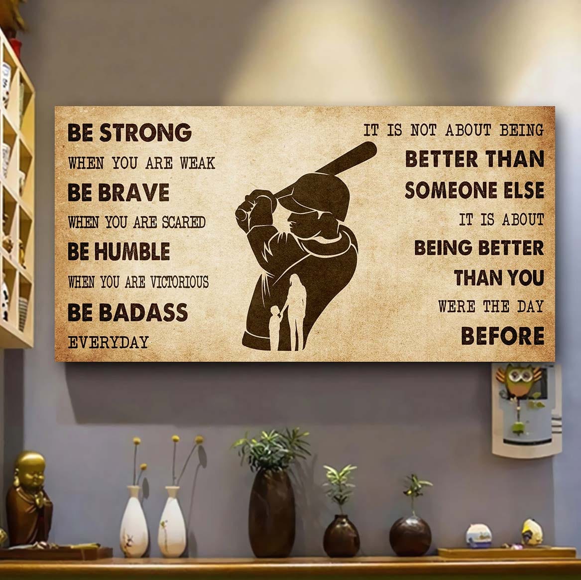 Basketball Poster Canvas From Mom To Son It Is Not About Being Better Than Someone Else - Be Strong When You Are Weak Be Badass Everyday