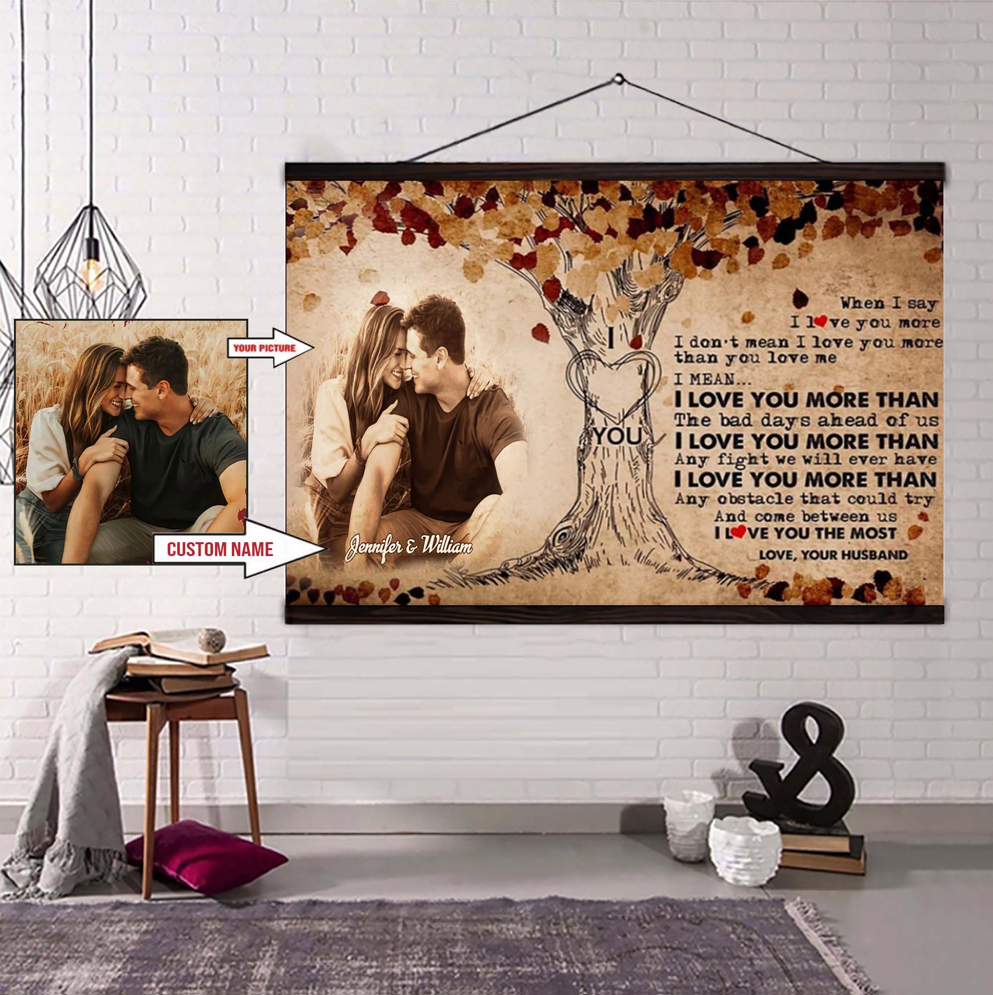 Valentines gifts-Poster canvas-Custom Image- Husband to Wife- You are braver than you believe