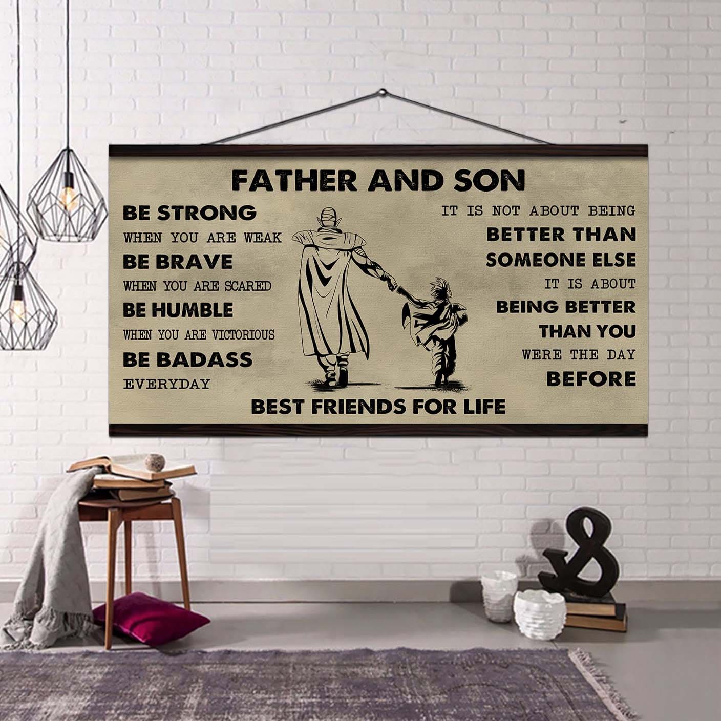 Vikings Father And Son Best Friends For Life - Be Strong When You Are Weak Poster Canvas Gift For Son From Father-Photo Upload