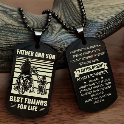 Viking Personalized Double Sided Dog Tag Silver To My Son I Love You - Whisper Back I'm The Storm