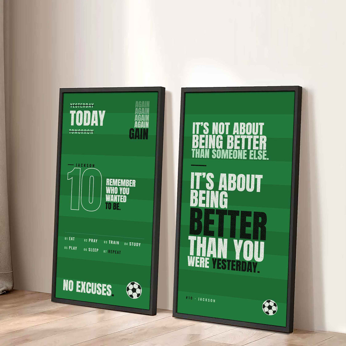 Sport Poster Again Again Again It's About Being Better Than You Were Yesterday - 2 Piece Canvas Wall Art