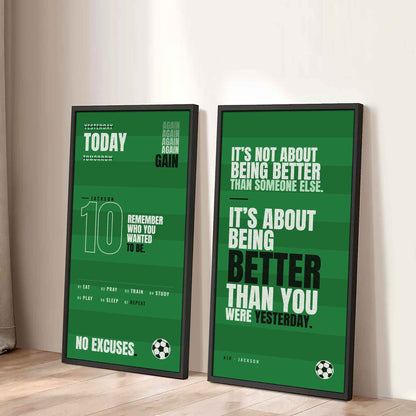 Sport Poster Again Again Again It's About Being Better Than You Were Yesterday - 2 Piece Canvas Wall Art