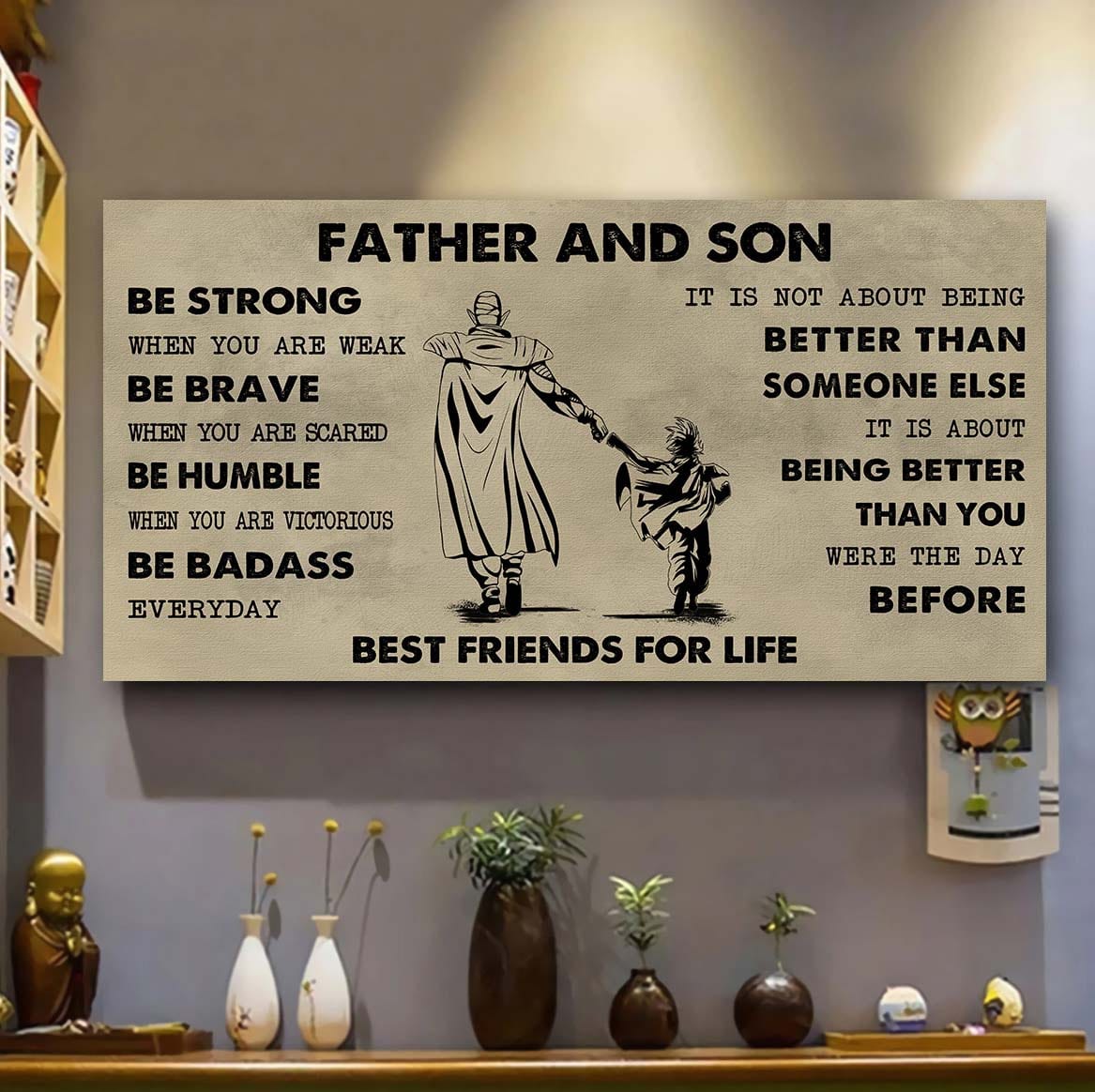 Ver 2 VGT Father And Son Best Friends For Life - Be Strong When You Are Weak Poster Canvas Gift For Son From Father-Photo Upload