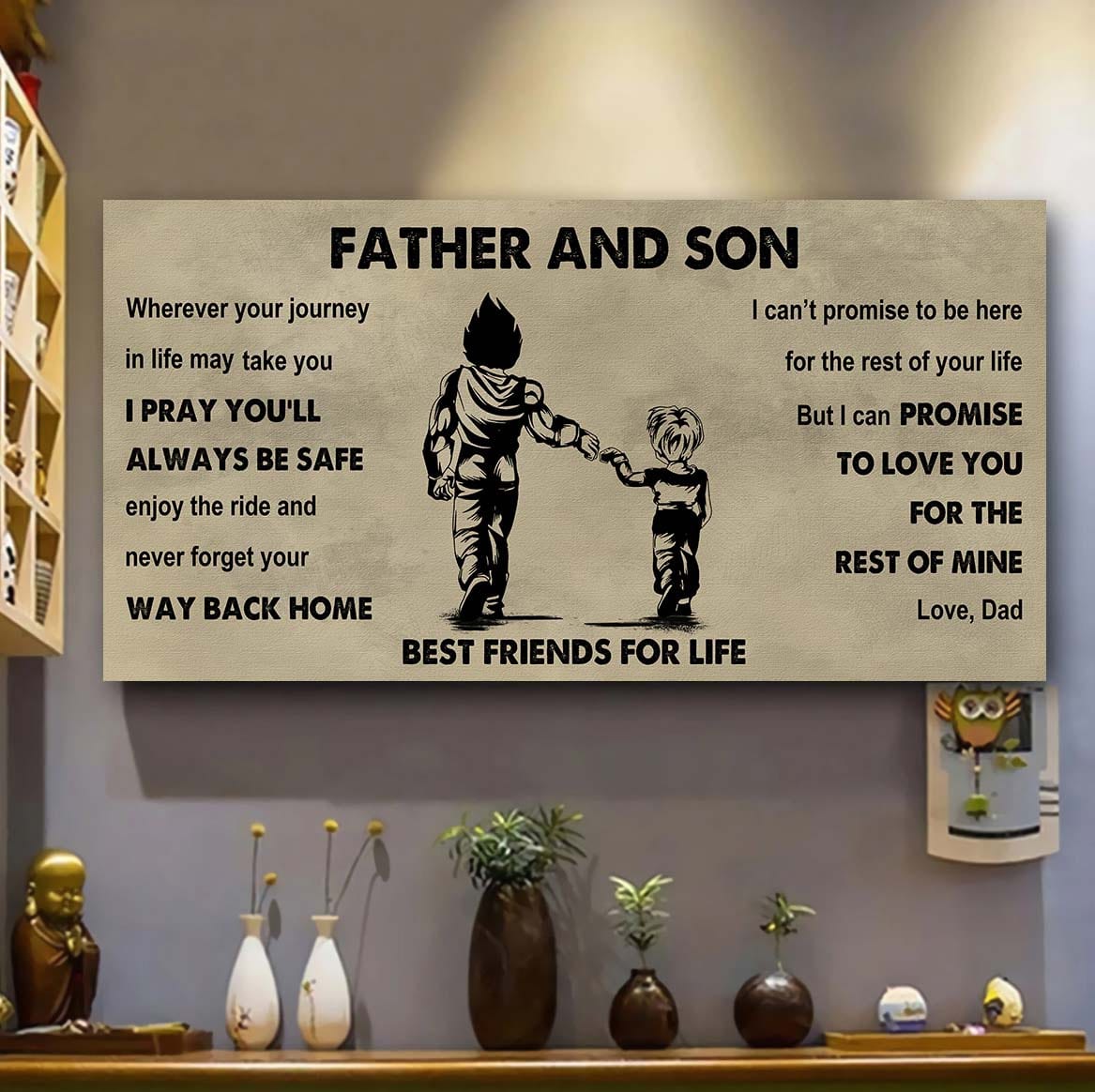 FAMILY-PHOTO UPLOAD Father And Son Best Friends For Life - Ver 2 Never Forget Your Way Back Home Poster Canvas Gift For Son From Father