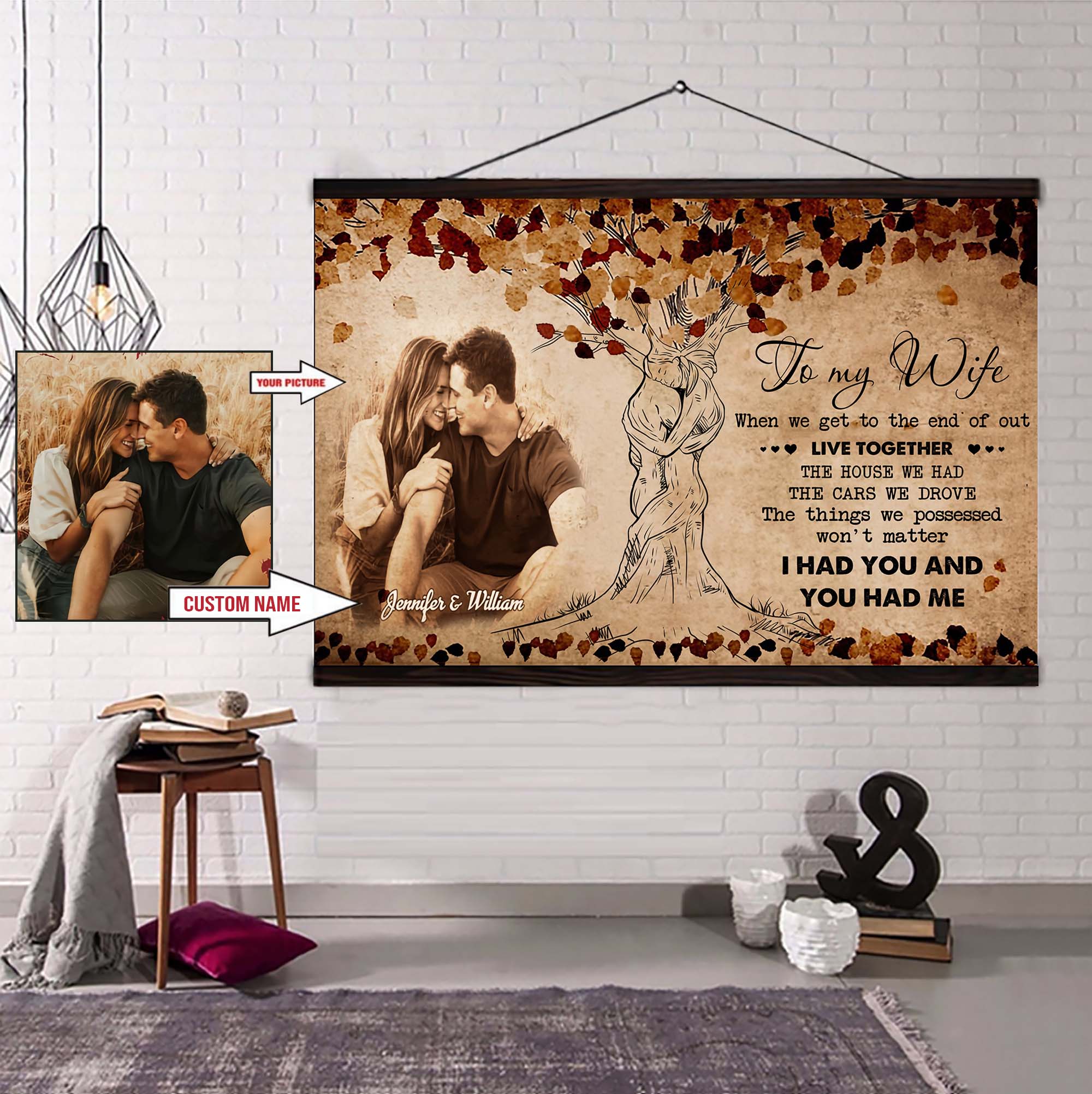 Valentines gifts-Poster canvas-Custom Image- Husband to Wife- If I could give you one thing in life