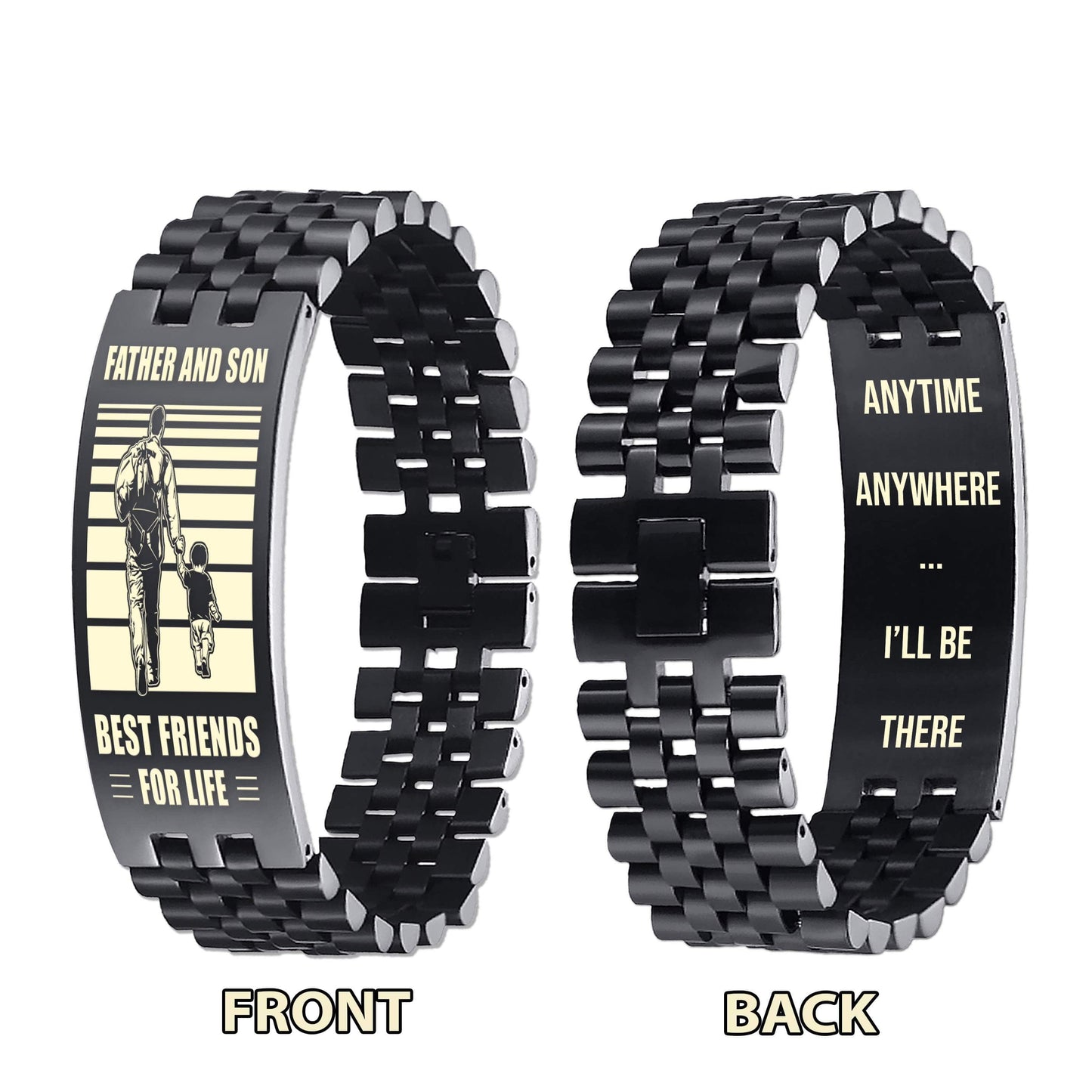 Samurai ANT Personalized Double Sided Bracelet Father And Son Best Friends For Life - Message on the back side