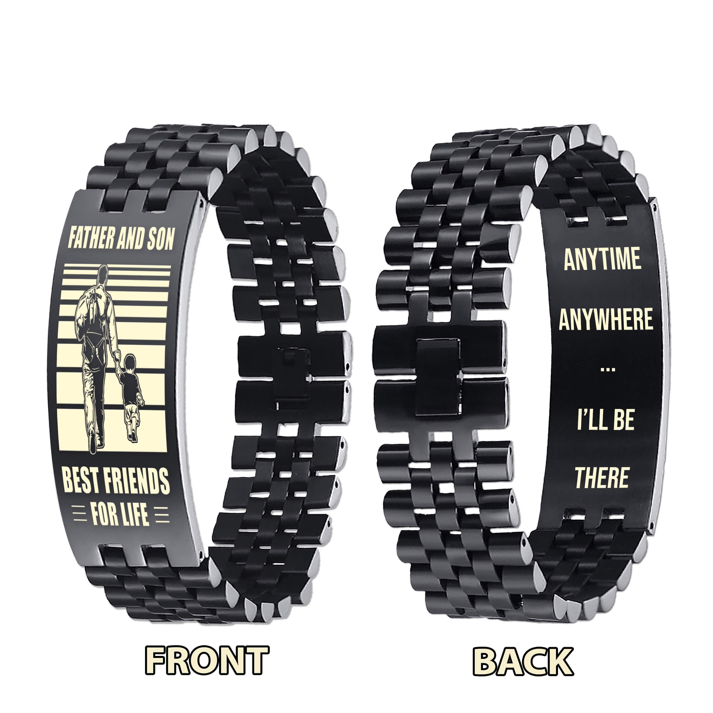 WBH Vikings Personalized Double Sided Bracelet Father And Son Best Friends For Life - Message on the back side