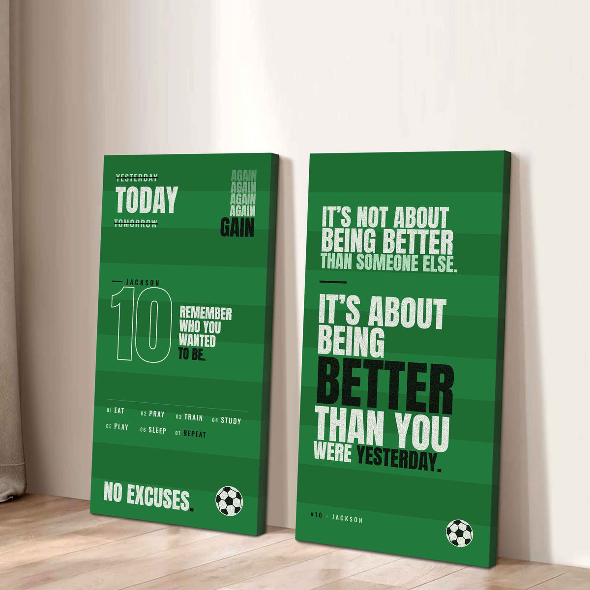 Sport Poster Again Again Again It's About Being Better Than You Were Yesterday - 2 Piece Canvas Wall Art