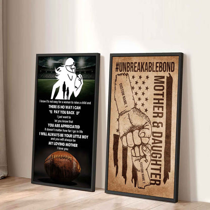 To My Mom From Daughter UnBreakable Bond - 2 Piece Canvas Wall Art - I Know It's Not Easy To Raise