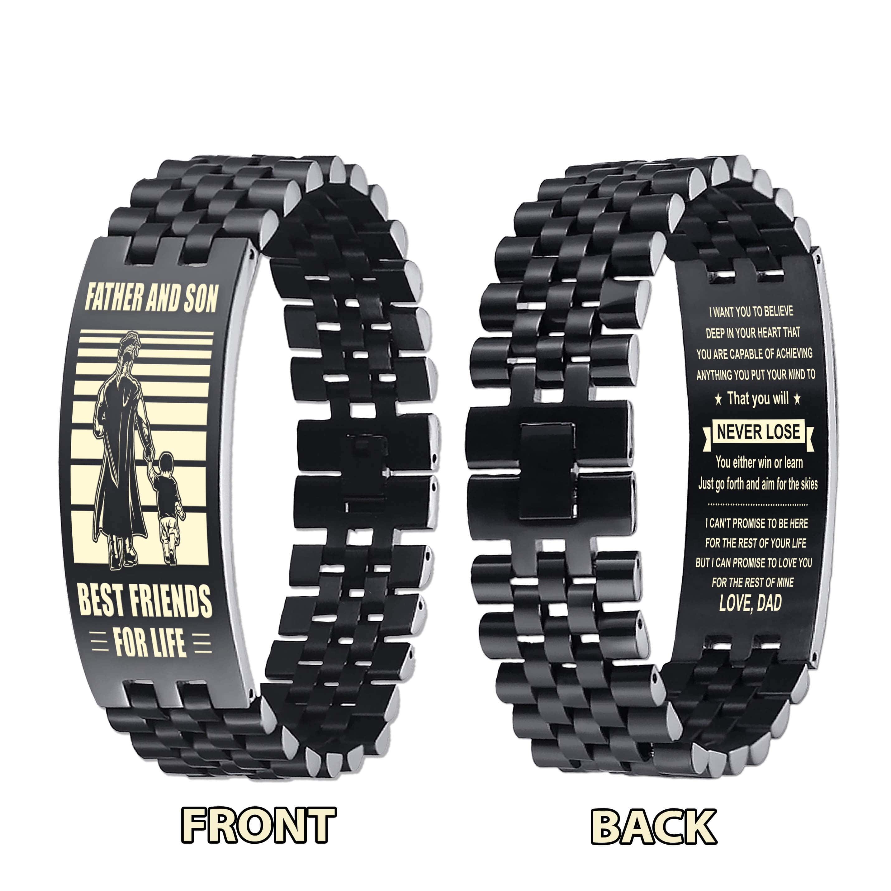 WBH Spartan Personalized Double Sided Bracelet Father And Son Best Friends For Life - Message on the back side