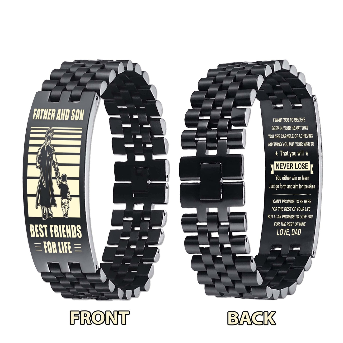 Samurai ANT Personalized Double Sided Bracelet Father And Son Best Friends For Life - Message on the back side