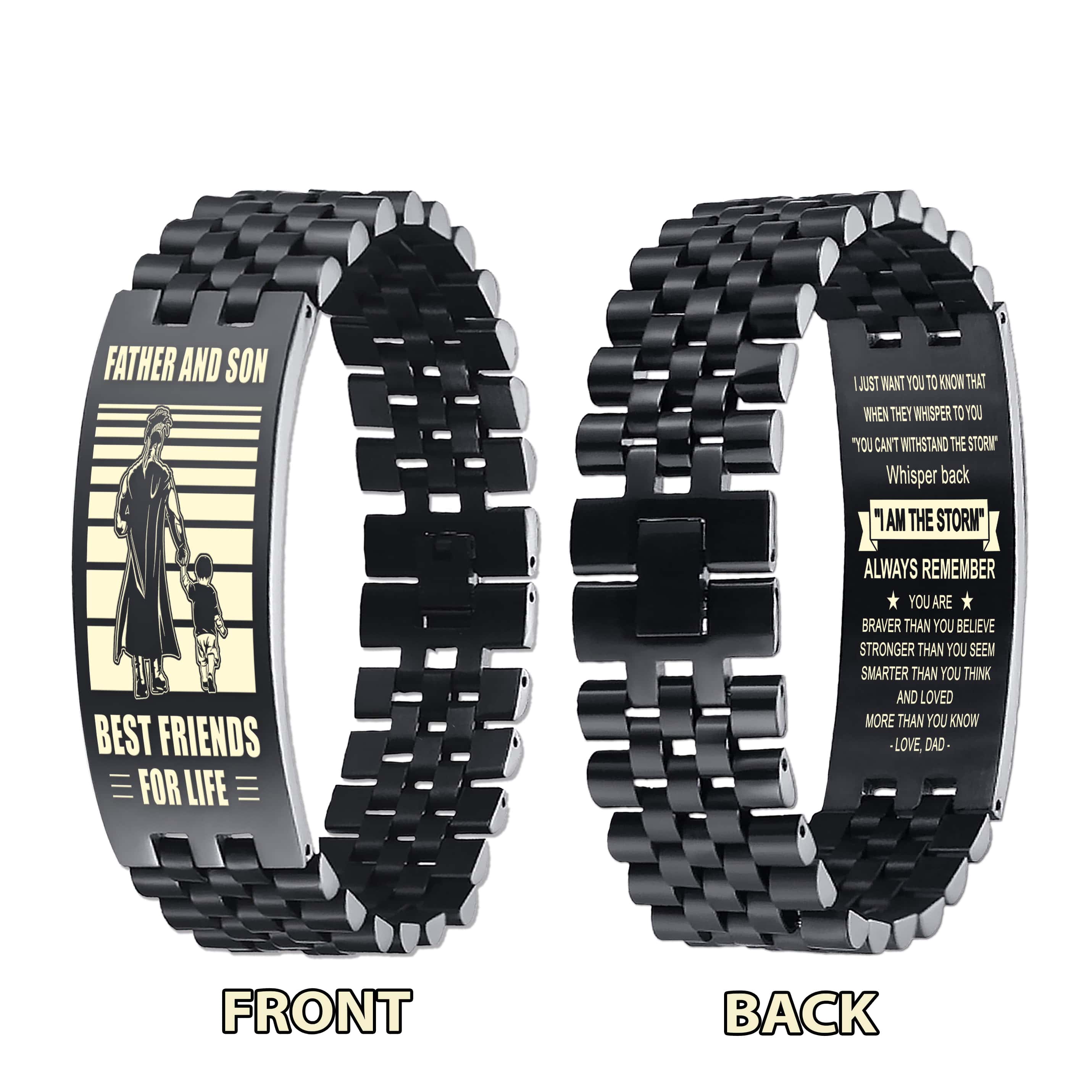 WBH Biker Personalized Double Sided Bracelet Father And Son Best Friends For Life - Message on the back side