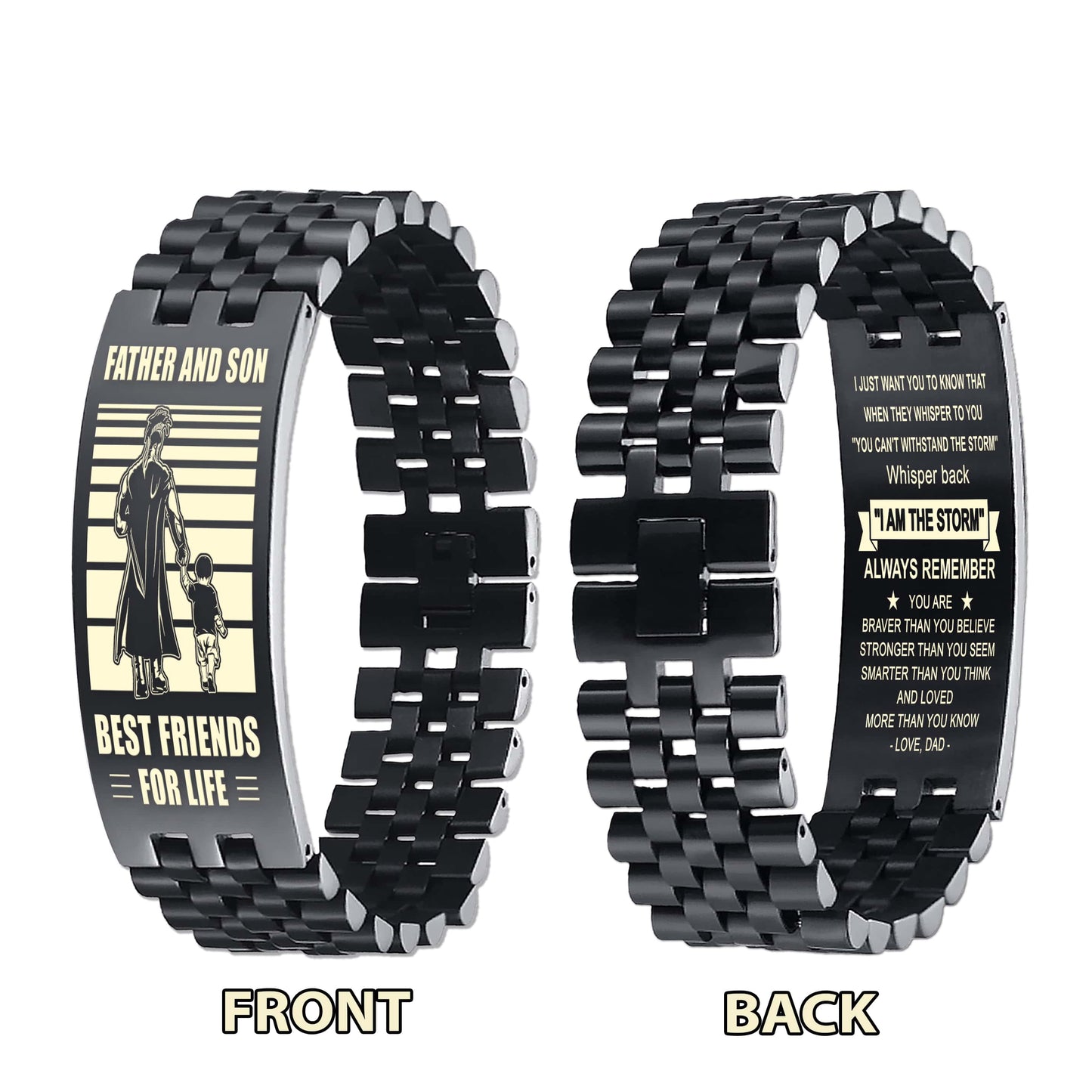 Samurai ANT Personalized Double Sided Bracelet Father And Son Best Friends For Life - Message on the back side
