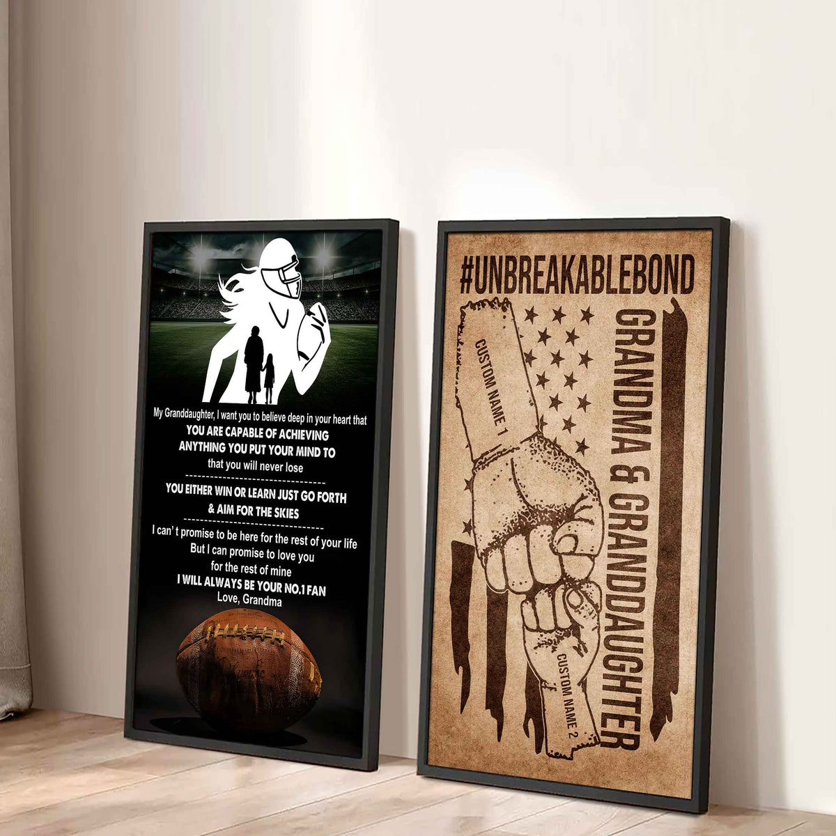 Grandma And Granddaughter UnBreakable Bond - 2 Piece Canvas Wall Art - You Will Never Lose You Either Win Or Learn