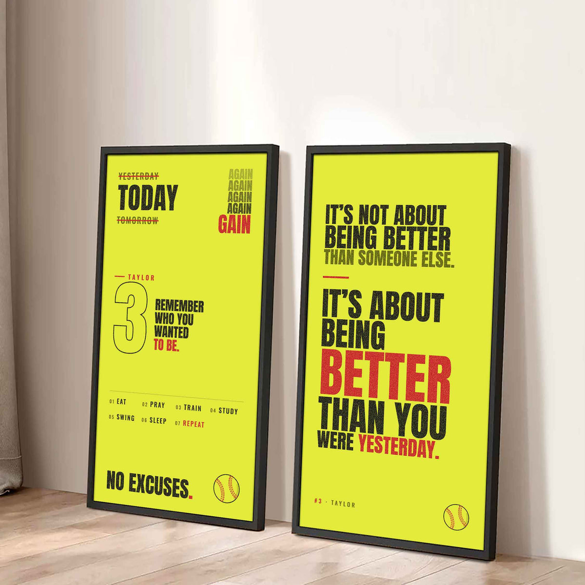 Sport Poster Again Again Again It's About Being Better Than You Were Yesterday - 2 Piece Canvas Wall Art