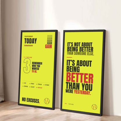 Sport Poster Again Again Again It's About Being Better Than You Were Yesterday - 2 Piece Canvas Wall Art